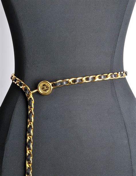 chanel enamel cc chain belt light gold black|vintage Chanel belt.